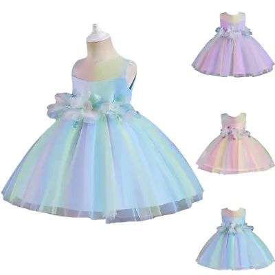 Fancy Kids Flower Girls Princess Dress Bridesmaid Prom Pageant Ball Party Gown • $20.14