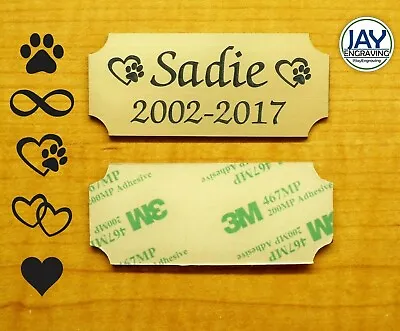 Custom Engraved 1.25x3 Gold Pet Memorial Urn Plaque | Sign Plate Tag Dog Cat • $11.99