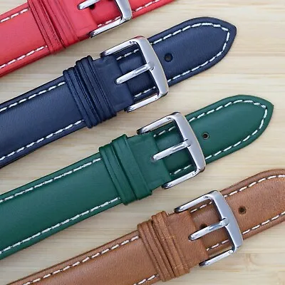 £19.95 • Buy Genoa Oiled Italian Leather Watch Strap Band - Black Brown Red Green Navy Blue