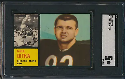 1962 Topps #17 Mike Ditka RC SGC 5 Ex Bears CENTERED! • $450