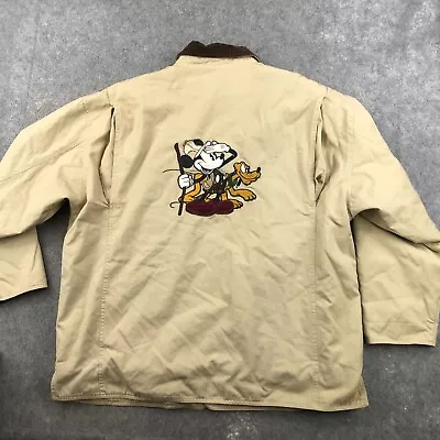 $54.49 • Buy Vintage Disney Jacket Mens XL Beige Corduroy Barn Coat Embroidered Pluto Mickey