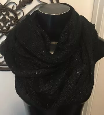 One Size Michael Stars Infinite Scarf Black Sequins NWT • $21