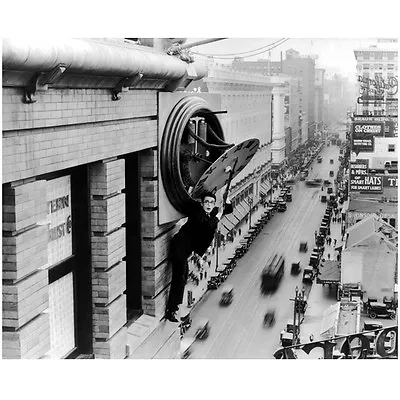 Harold Lloyd Hanging From A City Clock Falling Apart 8 X 10 Inch Photo • $8.99