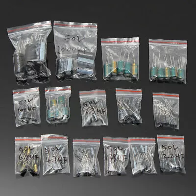 120Pcs 15 Value 50V 1uF-2200uF Electrolytic Capacitor Assortment Kit Set • $16.67