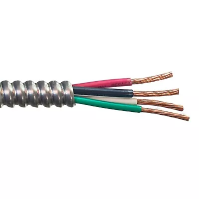 PER FOOT 4/3 Copper Metal Clad Cable Type MC With Ground Aluminum Armor 600V • $6.80