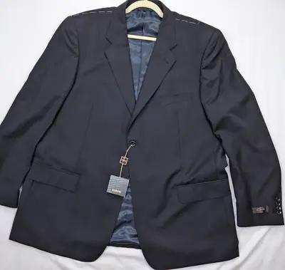 Baroni Culture Men Size 50/44L Navy Blue Stripe Wool Blazer Jacket 2 Button • $49.94