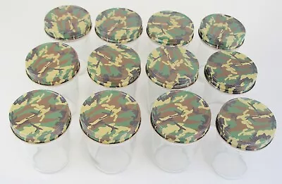 8 Oz Clear Glass Jars Regular Mouth With Screw On Camo Lids AGCC (Set Of 12) • $12.95