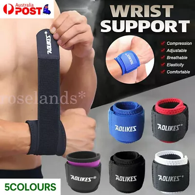 Adjustable Sports Wristband Protector Wrist Brace Wrap Support Gym Tennis Strap • $7.09