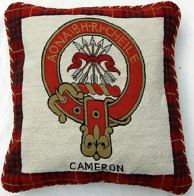 Cameron Tartan Cushion Cover Needlepoint Tapestry Scotland Clan Handmade  • £26.99