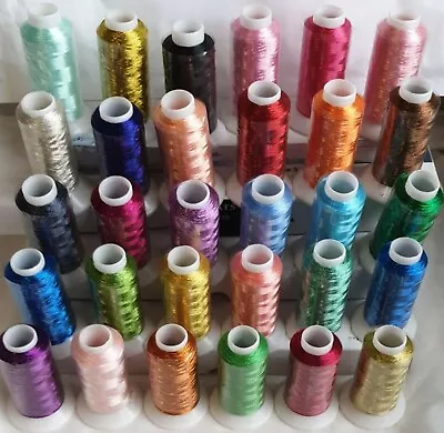 30 Metallic Embroidery Threads Spools 30 Dif. Colors 500 Meters (550 Yards) EACH • £22.99