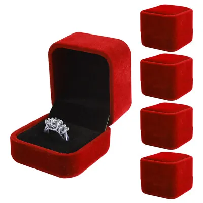 5pk Red Velvet Jewelry Box Earring Ring Gift Holder Display Storage Box Case • $10.99