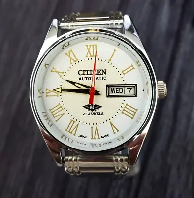 Very Rare Vintage Citizen 1970s Day Date Automatic Roman Dial Cleaned & Serviced • $119.98