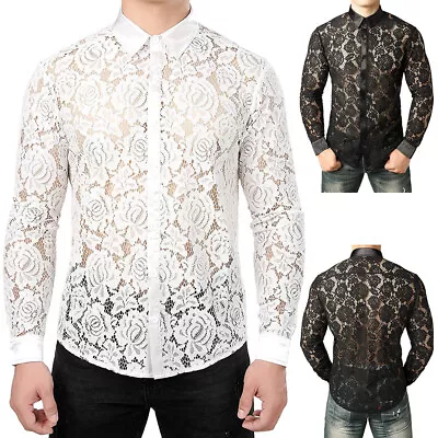 Medieval Retro Style Men's Lace Lapel Shirt Long Sleeve Button Casual Shirt Tops • $39.99