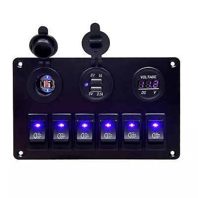 6 Gang Switch Panel 2USB Interior Control Car Boat Marine Rocker Breaker 12V-24V • $39.61