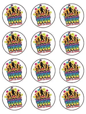 70's Disco Fever  Edible Toppers Wafer Or Icing Cupcake X 12 Decoration • £4.72