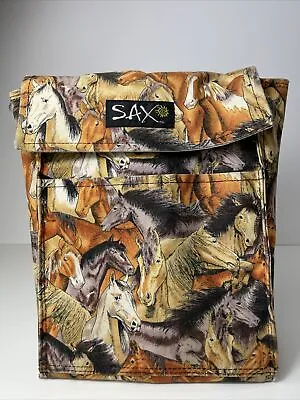 Sax Reusable Lunch Tote Cooler Insulated Bag Horse Equine Print Vintage B50 • £7.69