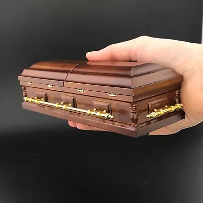 Wooden Miniature Coffin Casket WALNUT Color For 1:12 Dollhouse Funeral Buried • $109