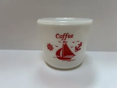 Vtg McKee White  Red Ships Sailboat  Coffee Glass Canister W/ Lid Nautical • $97