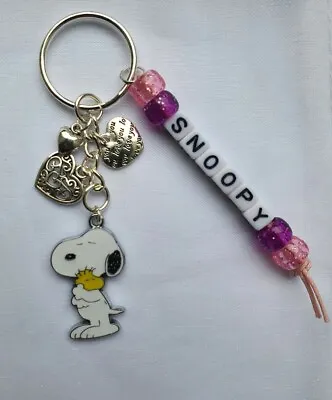 £4.99 • Buy Personalised Snoopy Peanuts Dog Hearts Keyring Bag Tag Christmas Stocking Gift 
