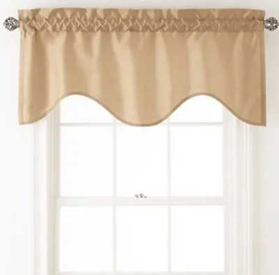 Royal Velvet Plaza Rod Pocket Scalloped Valance 50 W 21  L Fawn Dark Beige Khaki • $24.75