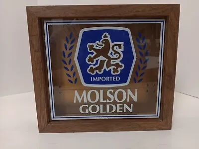 VINTAGE MOLSON GOLDEN BEER SIGN TIP COIN BANK BAR DISTRESSED 10” X 11 1/4” Wide • $21.95