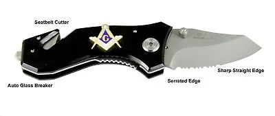 4031753 Mason Emblem Knife Auto Glass Breaker SeatBelt Cutter Must Have Masonic • $12
