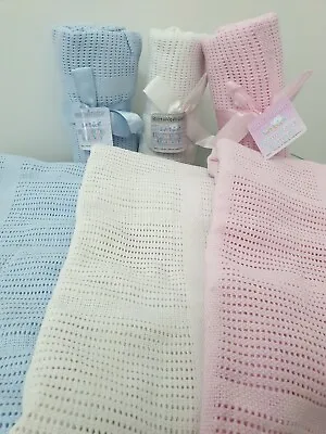 £4.98 • Buy SoftTouch Cellular Baby Blanket~100% COTTON 70cmx90cm~Cot~Crib~Moses Basket~Pram