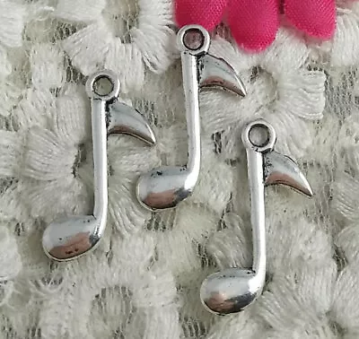 Free Ship 70 Pcs Antique Silver Musical Note Charms 24x8mm H-4063 • $5.94
