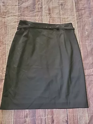 H&M Womens Straight Pencil Skirt Black Belted Career Wear Classic Sz 6 NEW  • $12