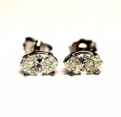 New 14k White Gold SI1-3 J 1.05ct Marquise Diamond Stud Earrings 0.9g Natural • $879.98