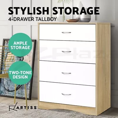 $159.95 • Buy Artiss Chest Of Drawers Tallboy Dresser Table Bedroom Storage White Wood Cabinet