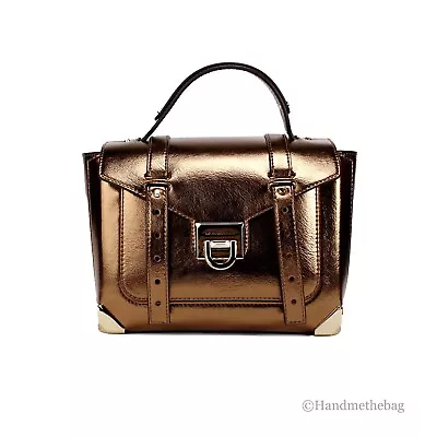 Michael Kors Manhattan Medium Mocha Leather Top Handle Satchel Bag • $129