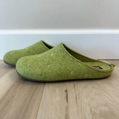 Haflinger Womens Wool Slipper Mule Clog 36 Green US  Size 5 • £38.60