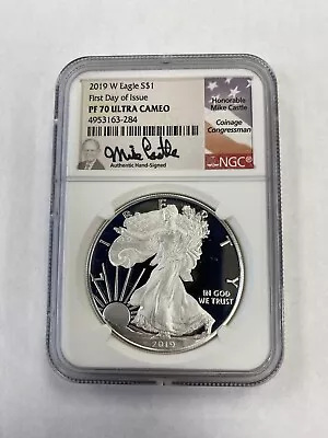 2019 W Proof Silver Eagle Ngc Pf70 Ultra Cameo Mike Castle First Day Of Issue • $139.95