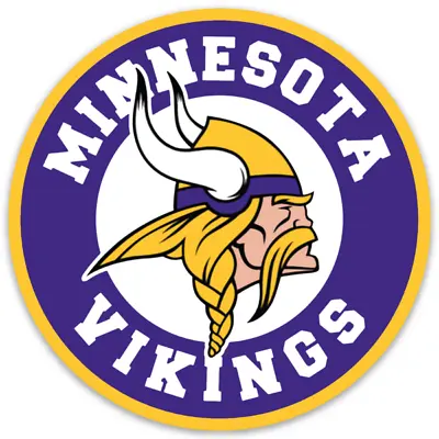 Minnesota Vikings Logo With Norseman Type NFL Football Die-cut Round MAGNET • $5.49