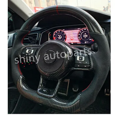 Gloss Carbon Fiber Steering Wheel For VW Golf R Mk7 Mk7.5 GTI GTD GLI • $680