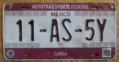 SINGLE MEXICO FEDERAL CARGA (Interstate Truck) LICENSE PLATE - 11-AS-5Y • $12.99
