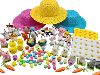 Easter Bonnet Hat Chicks Carrots Bunnies Eggs Sheep Decorations Flowers Craft  • £11.99