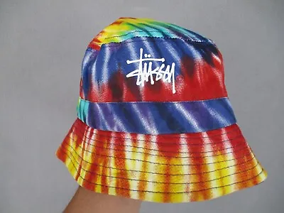 Stussy Bucket Hat Unisex One Size Rainbow Tie Dye Hippie Festival Logo • $24.95