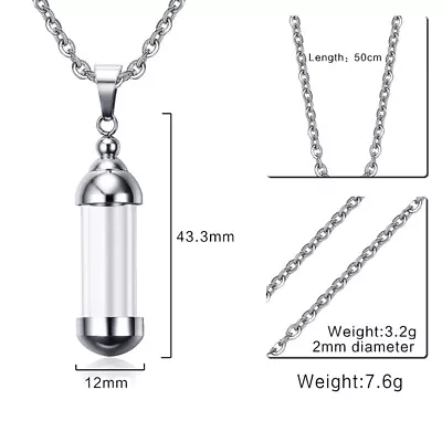 Stainless Steel Screw   Tube Glass Bottle Urn Vial Charms Pendant Necklace / • $7.91