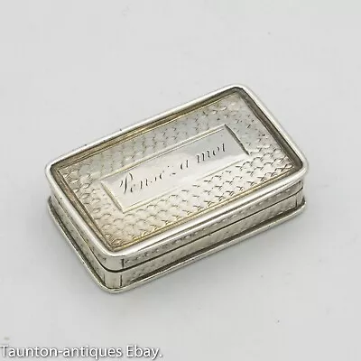 Nathaniel Mills Vinaigrette Solid Silver Gilt Grille Circa 1830 'Pense A Moi' • £285