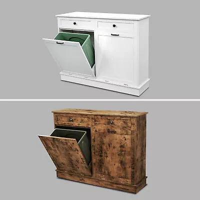 Double Tilt Out Trash Bin Cabinet Holder Kitchen Storage Garbage Laundry Sorter • $144.99