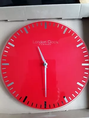 Wall Clock By LONDON CLOCK COMPANY Red Glass. New/boxed • £13