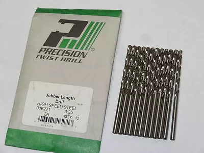 12 New PTD 3.25mm Jobber Length HS Metric Precision Twist Drills Bright 118° USA • $19.99