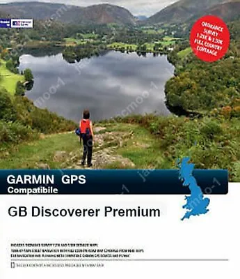 GB Discoverer PREMIUM Topo Maps Great Britain 1:25k Compatible  Garmin GPS Units • £39.99