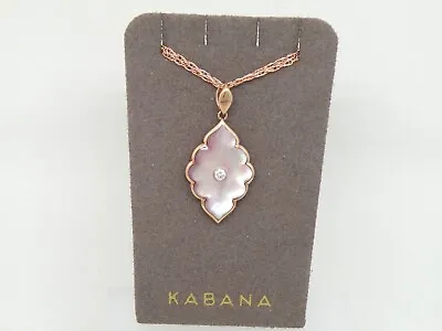 Authentic Kabana 14k Rose Gold Pendant Pink Mother Of Pearl Inlay Diamond  NEW • $1019.26