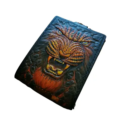 Tigr Wallet Biker Leather Wallet Tigr Custom Wallet Leather Carving Wallet • $129.99