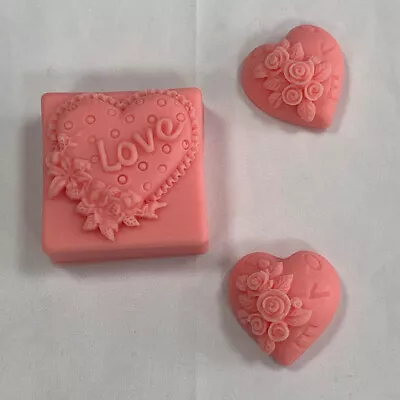 3D Heart Floral Rose Soap Moulds Handmade Silicone Soap Mold DIY Resin Crafts • £10.69