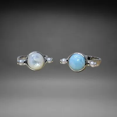 Marahlago Hideaway Larimar Freshwater Pearl Ring Size 8 In Gift Box Ships Fast! • $169.99