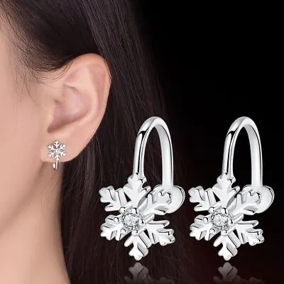 Fake Clip On Earrings Ear Crystal Silver Non-piercing Zircon Unisex Clip-on Gift • £2.99